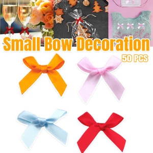50X Tiny Bow Ribbon Satin Costume Gift Sewing Embellishment Craft Gift Wrapping - Picture 1 of 26