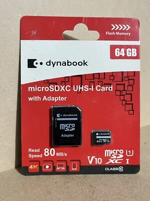 DynaBook 64GB, mSD Card With Adapter Class 10 - Image 1 of 2