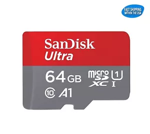 Sandisk Ultra 64GB Micro SD Memory Card Samsung Galaxy S20 S10 S10e S9 S8 S7 - Picture 1 of 3