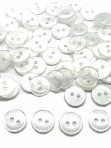 100 piezas Camisa Redonda Transparente Blanca Semi Transparente Botones 2 Agujeros Talla 11mm - Imagen 1 de 2