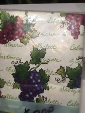 Rare Vintage Mid Century Vinyl Tablecloth Wine Grapes Italian/French  52" x 90" 