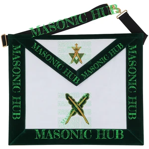 Hand-Embroidered Allied Masonic Degree (AMD) Officer Apron Secretary - Regalia - Picture 1 of 7