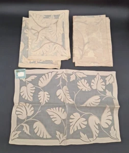 4 VTG Madeira Organdy Hand Embroidered Applique Matching Placemats Runners w Tag - Picture 1 of 21