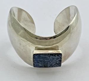 NAVAJO SIGNED HC WITH YELLOWHORSE STERLING SILVER 925 LAPIS WIDE CUFF BRACELET - Picture 1 of 9