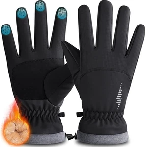 Guantes térmicos impermeables para esquí nieve a prueba de viento clima frío negros talla pequeña - Imagen 1 de 4