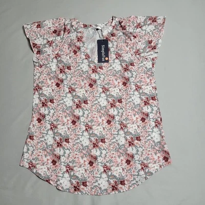 Женская богемная рубашка с цветочным принтом SimpleFun с коротким рукавом размер Small - Изображение 1 из 4