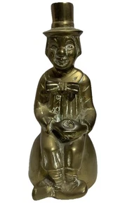 "Estatuilla de payaso de latón de 7"" de alto sentado masculino arte vintage decoración del hogar 70 gramos" - Imagen 1 de 12