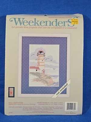 Kit de punto de cruz faro de gaviota con tapete fin de semana nuevo en paquete 8x10 punto rápido Foto 1 de 4