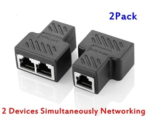 RJ45 Splitter Adapter, Ethernet Splitter 1 to 2, LAN Splitter Adapter(2Pack) - Picture 1 of 2