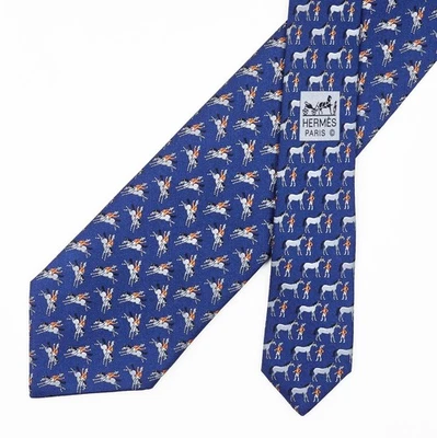 Corbata Hermes Corbata Seda 625907 SA Caballo y Jocker en Azul Foto 1 de 4
