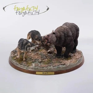 Oso vs Lobos Escena de Vida Silvestre Estatua Resina Diorama Modelo Animal Batalla Exhibición - Imagen 1 de 24