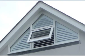White gable end triangular upvc window & interior shutters W248 x H134cm Dorset - Picture 1 of 23