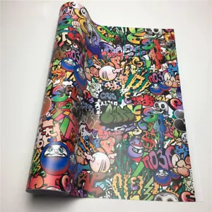 JDM illest Stickerbomb Graffiti Cartoon Vinyl Film Wrap Sticker Air Bubble Decal - Foto 1 di 17