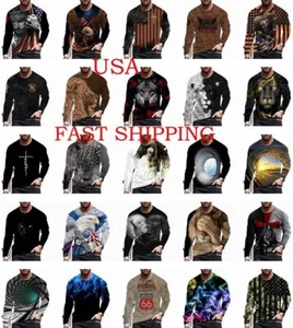 T Shirts Men Fashion Long Sleeve Graphic Silky Soft Novelty Casual T-Shirt Dress - Picture 1 of 53