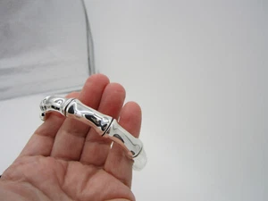 Estate Elegant Sleek Sterling Silver Bamboo Motif 47.4 Gram Bangle Bracelet - Picture 1 of 5