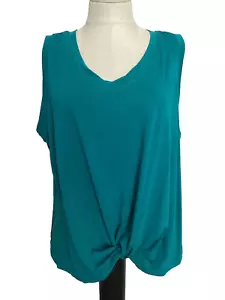 TIME AND TRU Teal Lagoon Twist Front Stretch Knit Tank Sz 2XL* - Picture 1 of 10