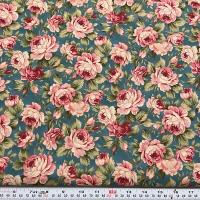 Vintage Sweet Juliet for Red Rooster Fabrics 2005 Blue Cotton by the HALF YARD - Image 1 of 2
