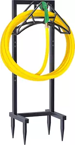 Outdoor Garden Hose Holder Freestanding with 4 Spikes, Heavy Duty Metal Water Ho - Picture 1 of 6