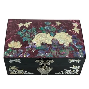February Mountain Small Wooden Jewelry Box Mother of Pearl Inlay Made In Korea - Picture 1 of 13