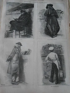 Gravure 1881 - Physionomies Parisiennes Pêcheur Marchand Contrebande Amateur - Picture 1 of 1