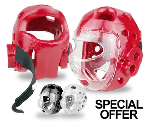 Auriculares faciales completos artes marciales protector de cabeza equipo de combate con escudo facial - Imagen 1 de 14