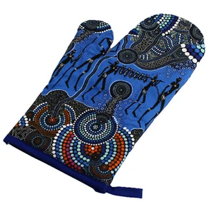 Kitchen Oven Mitt Hunters Gatherers Of The Reef Blue Indigenous Aboriginal Art