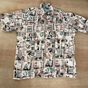 Cooke Street Shirt Men XL Brown Green Geometric Button Up Pocket Short Sleeve - Picture 1 of 10