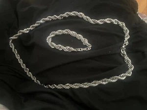 Napier silberfarbene Seilkette Halskette 30 Zoll mit Armband schwer sehr schön - Bild 1 von 5