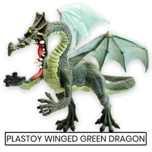 Plastoy Medieval Green Winged Dragon Figurine Mythical Fantasy Retired - Picture 1 of 3