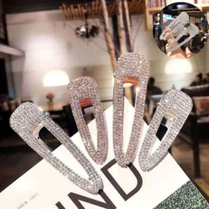 Women Girl Hair Clip Full Rhinestone Crystal Hairpin Barrette Slide Clips Grip - Picture 1 of 17