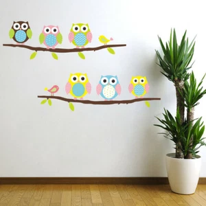 Adesivo murale gufo animale asilo bambini, ragazza, ragazzo, carta decalcomania arte decorazione per casa - Foto 1 di 6