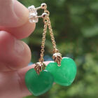 Boucles d'oreilles perles en jadéite naturelle élégante boucle ping 18K cristal fait main