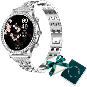5902510679736 Manta Diamond Lusso Damski smartwatch w kolorze srebrnym + bransoletka YES Manta - Zdjęcie 1 z 3