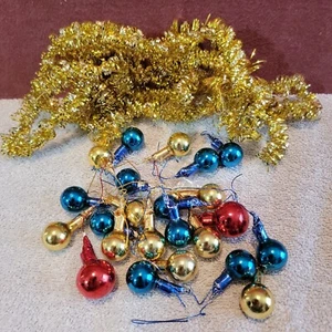 Vtg Mixed Lot of 23 Mercury Glass Floral Picks and 1 Strand Mini Tinsel Garland - Picture 1 of 4