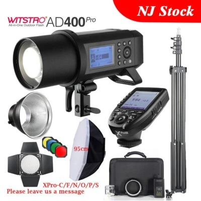 US Godox AD400Pro TTL Studio Flash Light +Xpro Trigger+Barndoor+95cm Softbox Kit - Image 1 of 4