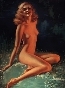 Nacked Girl Rolf Armstrong Akt Busen Pose Blonde Haare Kunst Pin Up Platte 010 - Afbeelding 1 van 1