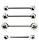 1Pc. 14G Internally Threaded 316L Surgical Steel Tongue Ring Nipple Ring Barbell