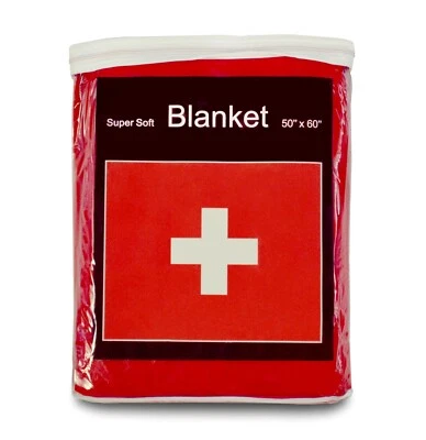 Switzerland Flag Fleece Blanket NEW 5 ft x 4.2 ft. Swiss Travel Throw Cover Army - Image 1 of 3