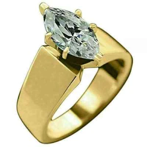 2Ct Marquise Cut Lab Created Diamond Engagement Ring 14K Yellow Gold Plated - Picture 1 of 8
