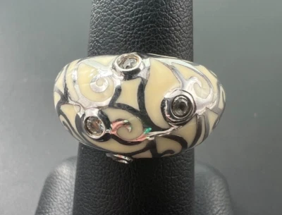 ANILLO ANGELIQUE DE PARIS PLATA ESTERLINA 925 TOPACIO BLANCO RESINA CONTESSA Foto 1 de 4