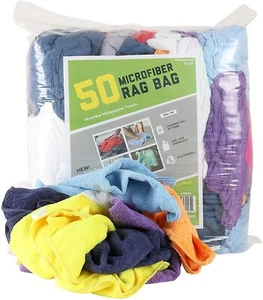 Bulk Lot of 50 Microfiber Cleaning Towel Rags - Assorted Colors 12 x 12 Reusable - Picture 1 of 8