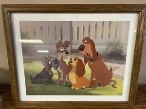 Framed Disney Lady & the Tramp Art Print Ft Lady, the Tramp, Trusty, & Jock - Picture 1 of 5