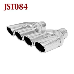 JST084 PAIR 2.25" Stainless Dual Oval Exhaust Tips 2 1/4" Inlet / 7" Long - Picture 1 of 2
