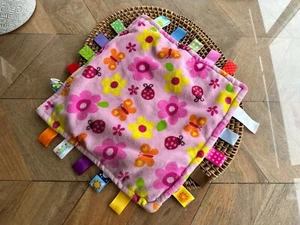 TAGGIES BRIGHT STARTS PINK flower floral BABY SOFT COMFORTER BLANKIE BLANKET toy - Picture 1 of 7