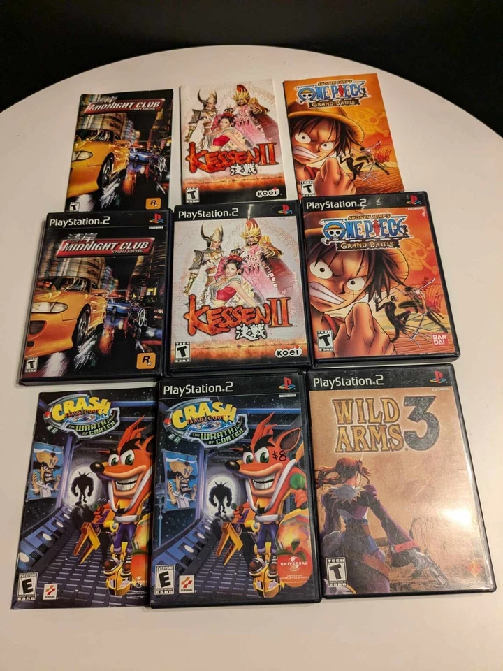 5 PS2 Game Lot One Piece Grand Battle Midnight Club Crash Wrath PlayStation 2 - Image 1 of 1