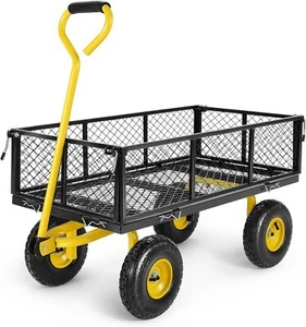 Farm Garden Carts Heavy Duty Yard Dump Wagon Cart Steel Lawn Utility Cart 680lb - Picture 1 of 40