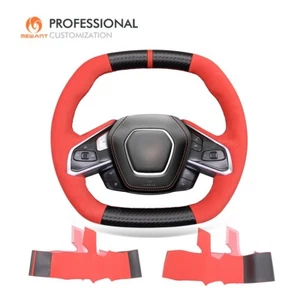 MEWANT Cubierta de volante de gamuza PU fibra de carbono para Chevrolet Corvette C8 Z06 - Imagen 1 de 11