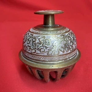 Vintage Indian Temple Brass Bell / Elephant Claw / Prayer / Engraved /No Clapper - Picture 1 of 12