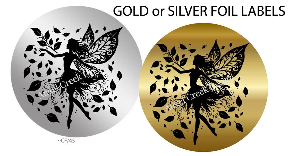 GOLD FOIL or SILVER FOIL Stickers Seals Labels Stickers Fairy Party Favors - Imagem 1 de 1