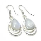 Moonstone Gemstone Handmade 925 Sterling Silver Jewelry Earring Size 1"